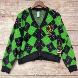 Wicked X Justice Cardigan Sweater Elphaba Green Fuzzy Size XL (16/18)